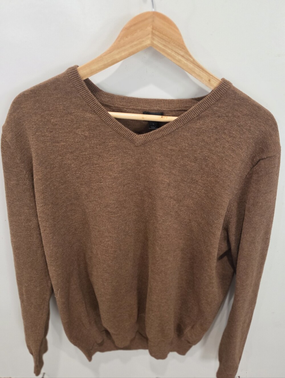 J. Crew Women's 100% Cotton Brown V-Neck Sweater Size L Minimalist